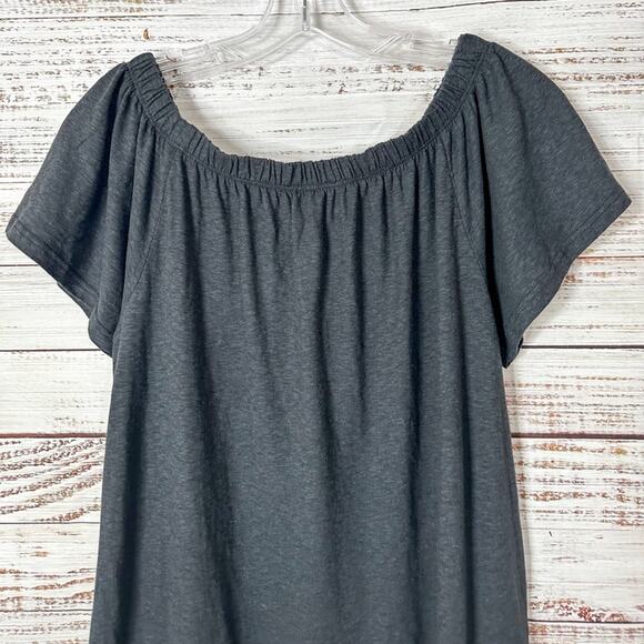 Topshop Charcoal Gray Blue Floral Embroidered Off Shoulder Dress, EUC, Size 6 - Picture 11 of 12